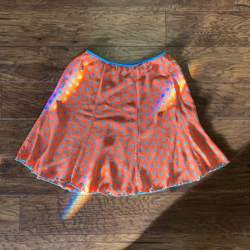 Flowy Orange & Blue floral print skirt